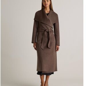 Double-Faced Merino Wool Draped Collar Wrap Coat